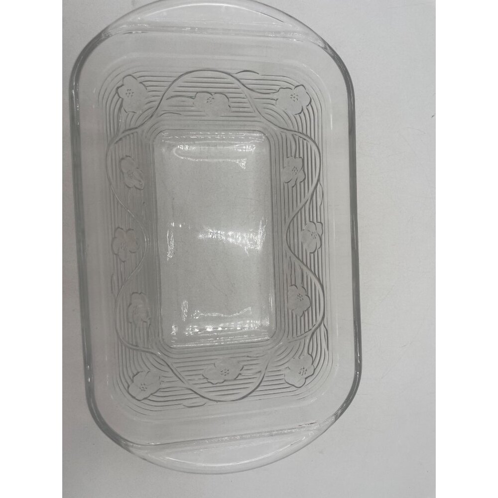 Clear Etched Glass Bread Tray With Floral Design 11x6 Inches Decorative & Functi - Picture 3 of 6